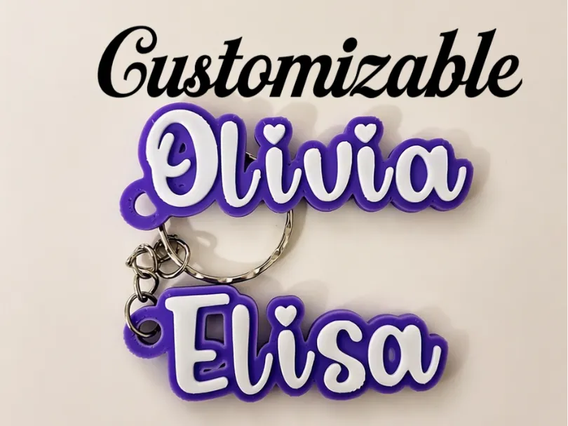 Porte-clés personnalisable police script Hearth - Cadeau Print