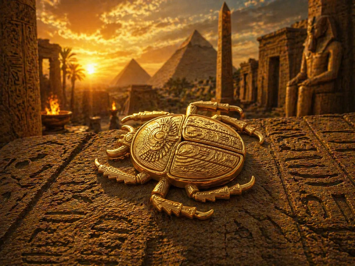 Scarabée Sacré du Pharaon – Édition Or du Désert - Maquette Print