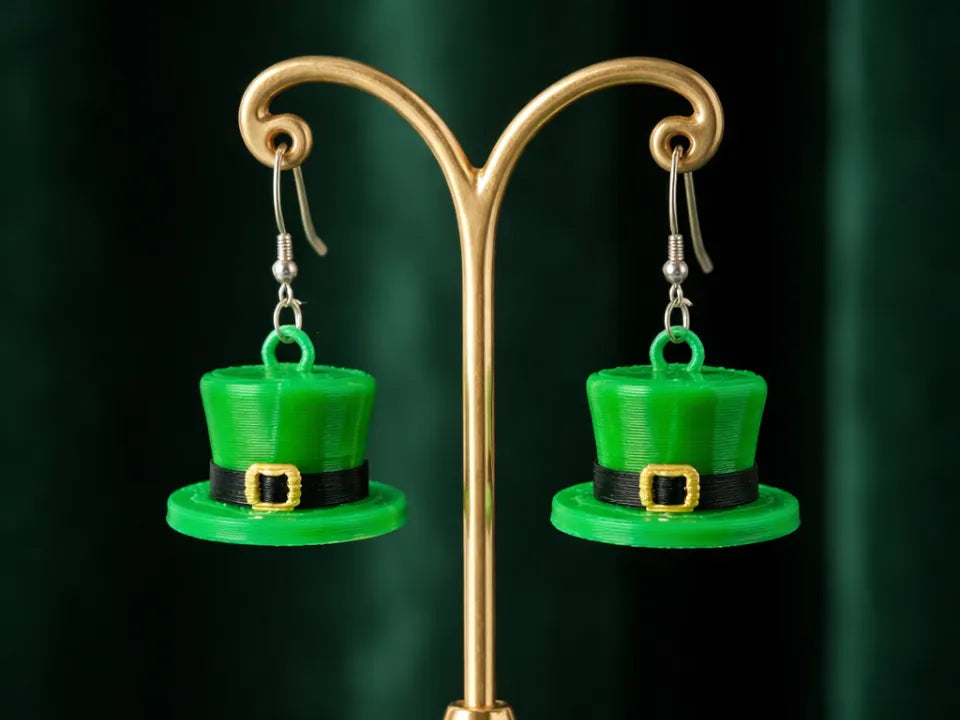Boucles d'oreilles pendantes Chapeau de Leprechaun de la Saint-Patrick - Bijoux Print