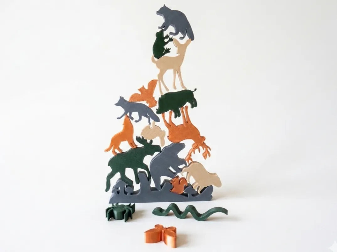 Jeu d'équilibre et d'empilement d'animaux de la forêt - Bébé Print
