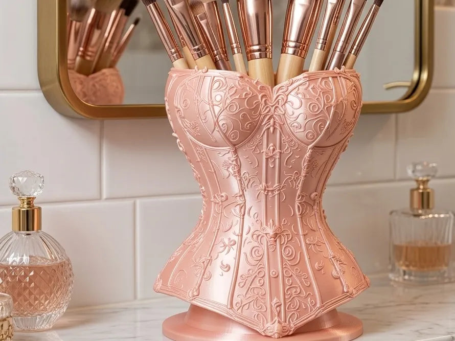 Porte-pinceaux DE Maquillage / Organisateur EN Forme DE Corset Élégant - Beauté Print