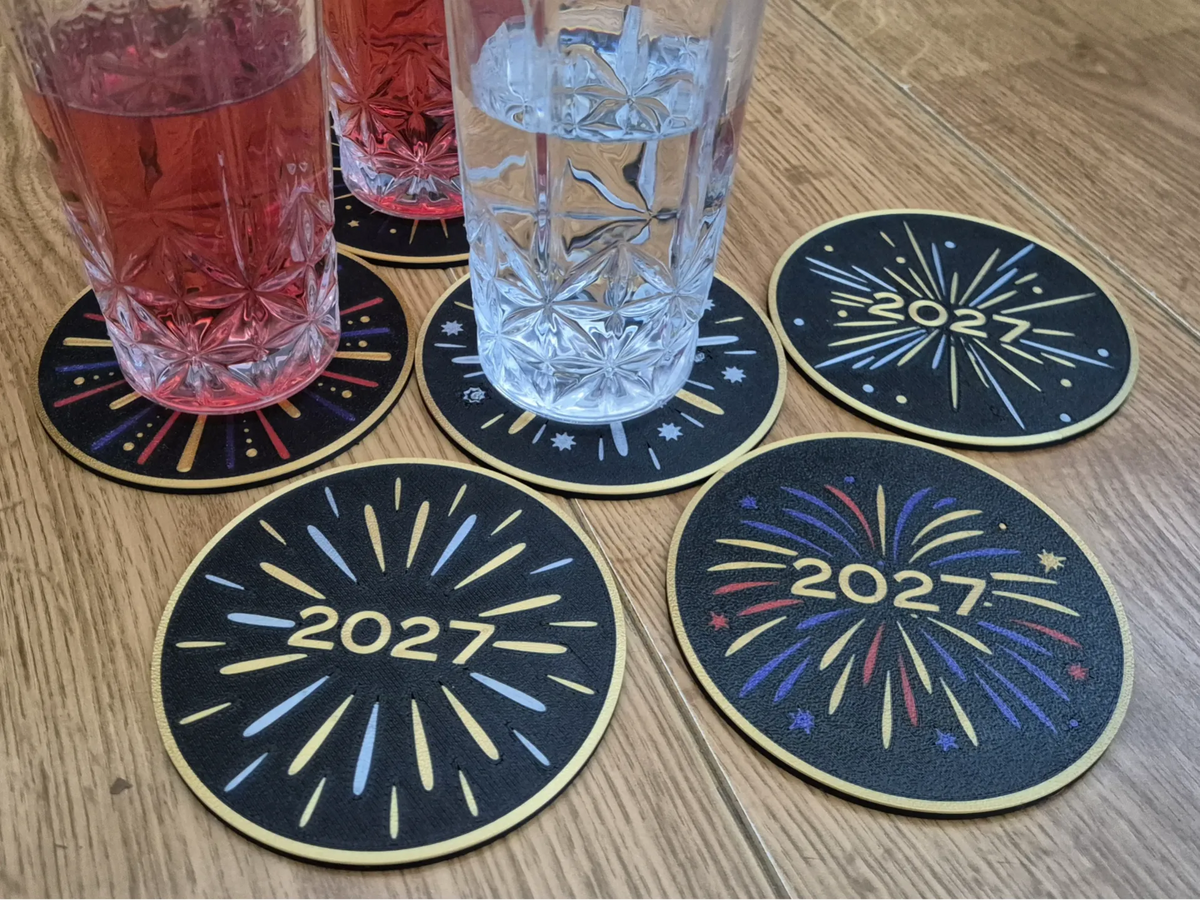 Bonne année ! Sous-verres multicolores 2027 - Fêtes Print