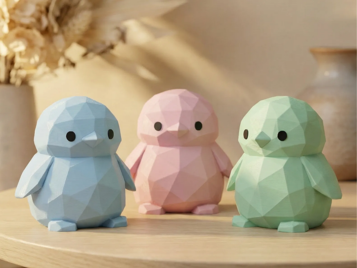 Mignon Pingouin - Décor Origami Géométrique - Art Print