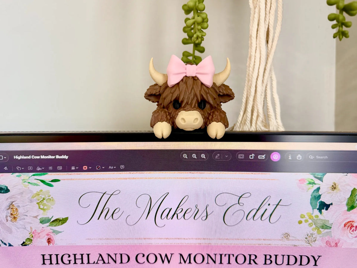 Copine de moniteur nœud coquet vache Highland - Figurine Print