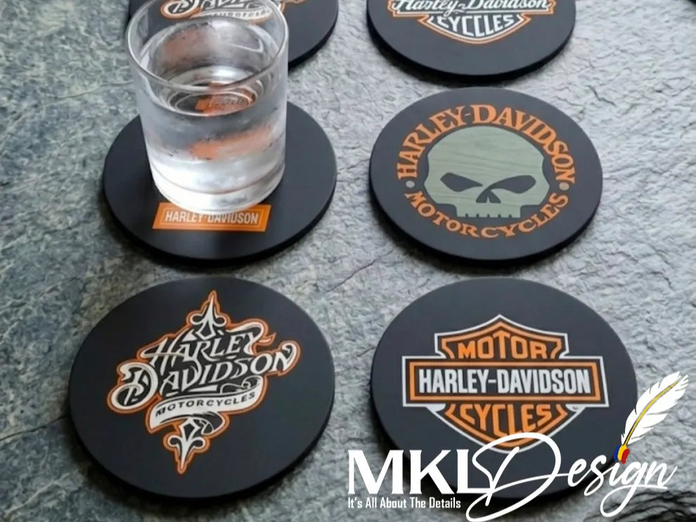 Kit de sous-verres Harley-Davidson (8 sous-verres + support) - Cadeau Print