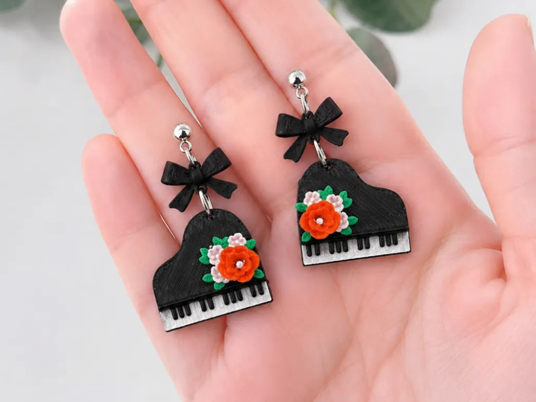 Boucles d'oreilles Piano Floral - Music Print
