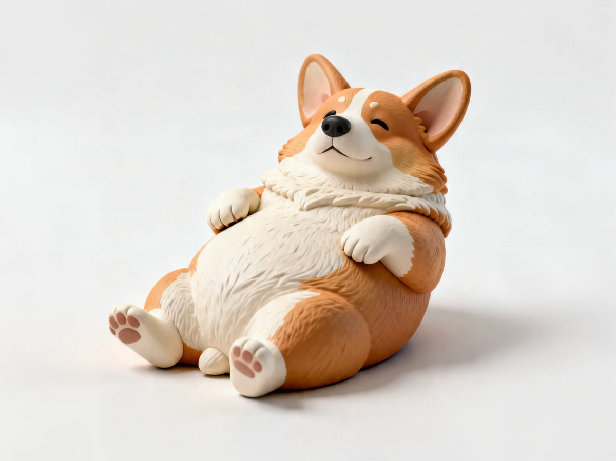 Corgi dodu compagnon d'écran Mignon Corgi potelé blanc - Figurine Print