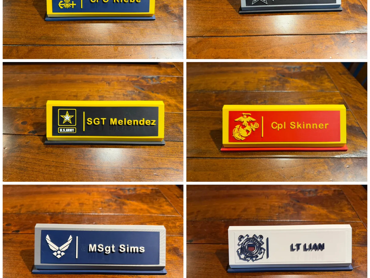 Plaque nominative de bureau militaire personnalisable - NFC Print