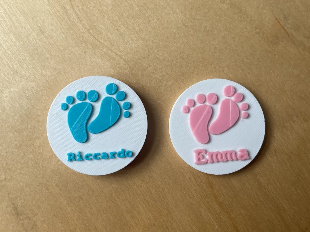 Aimant de Naissance / Baby Shower Empreintes et Nom - Bébé Print