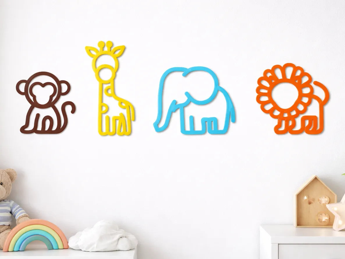 Ensemble de décoration murale Animaux Safari – Chambre d'enfant - Bébé Print