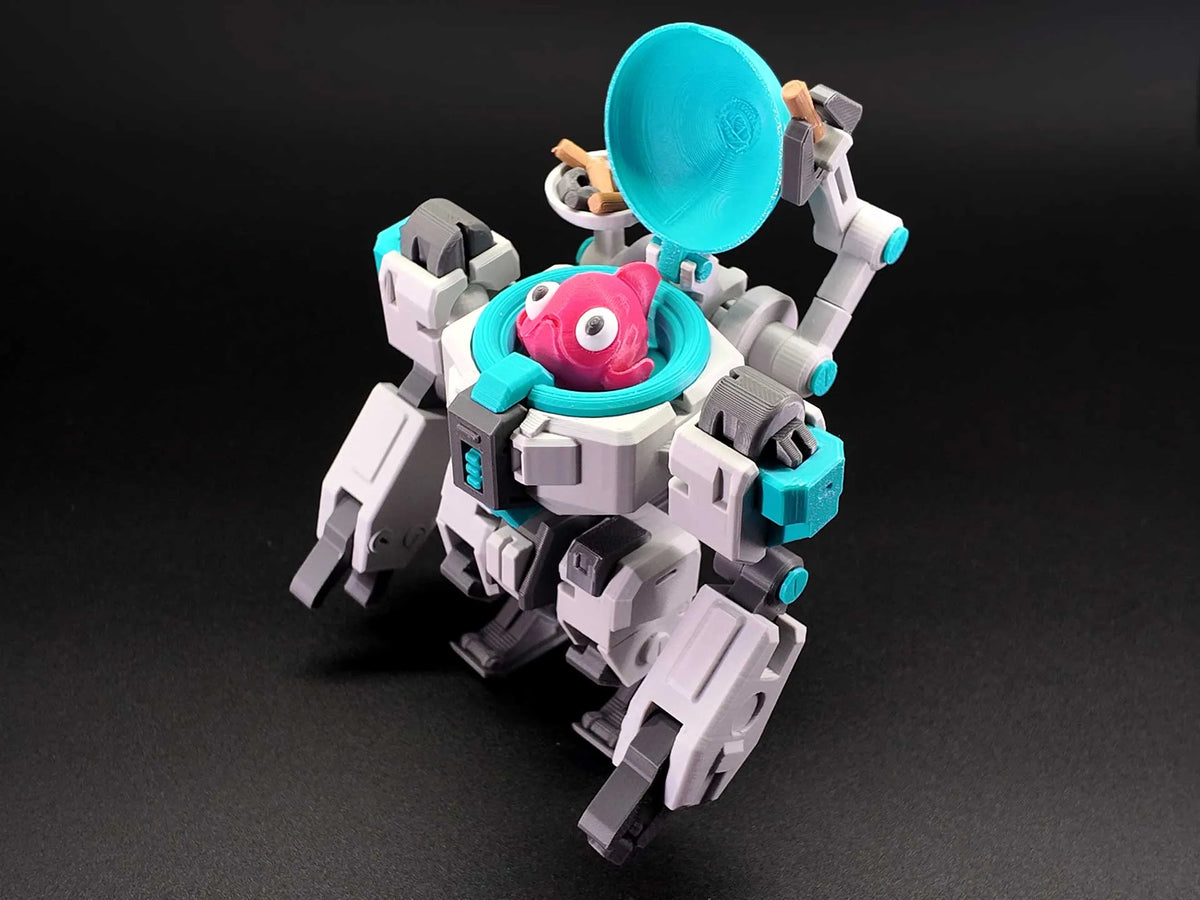 Qīngyuān Biotechnologie Mécha Crabe Bleu de protection pour missions extérieures | Multi-articulé | Capot du cockpit ouvrable | Compatible Lego - Figurine Print