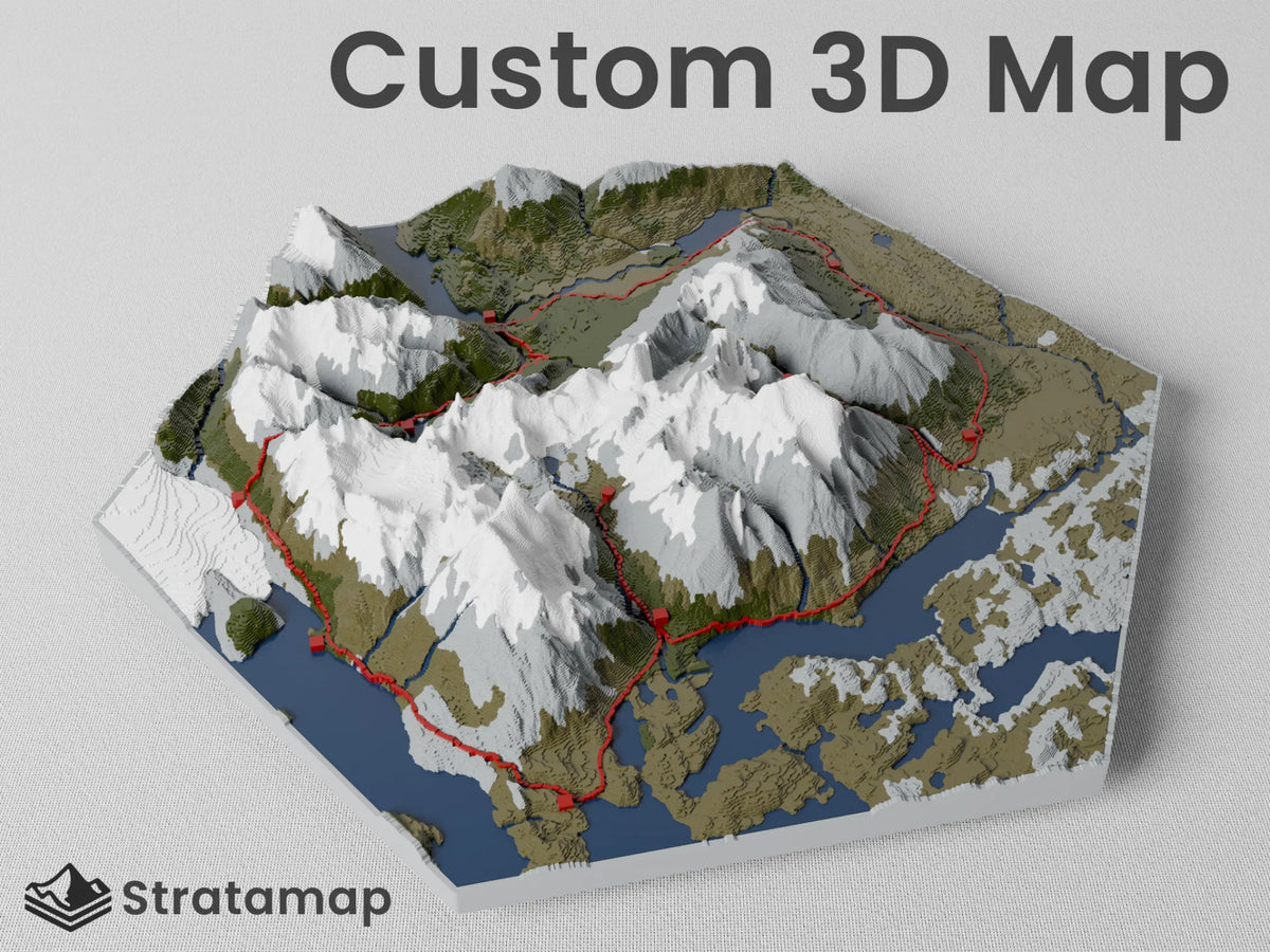 Carte 3D personnalisée – Stratamap - Voyage Print