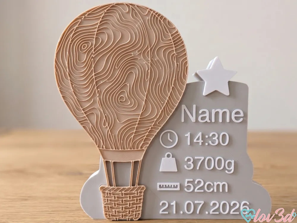 Plaque de naissance personnalisée avec ballon pour bébé - Cadeau Print