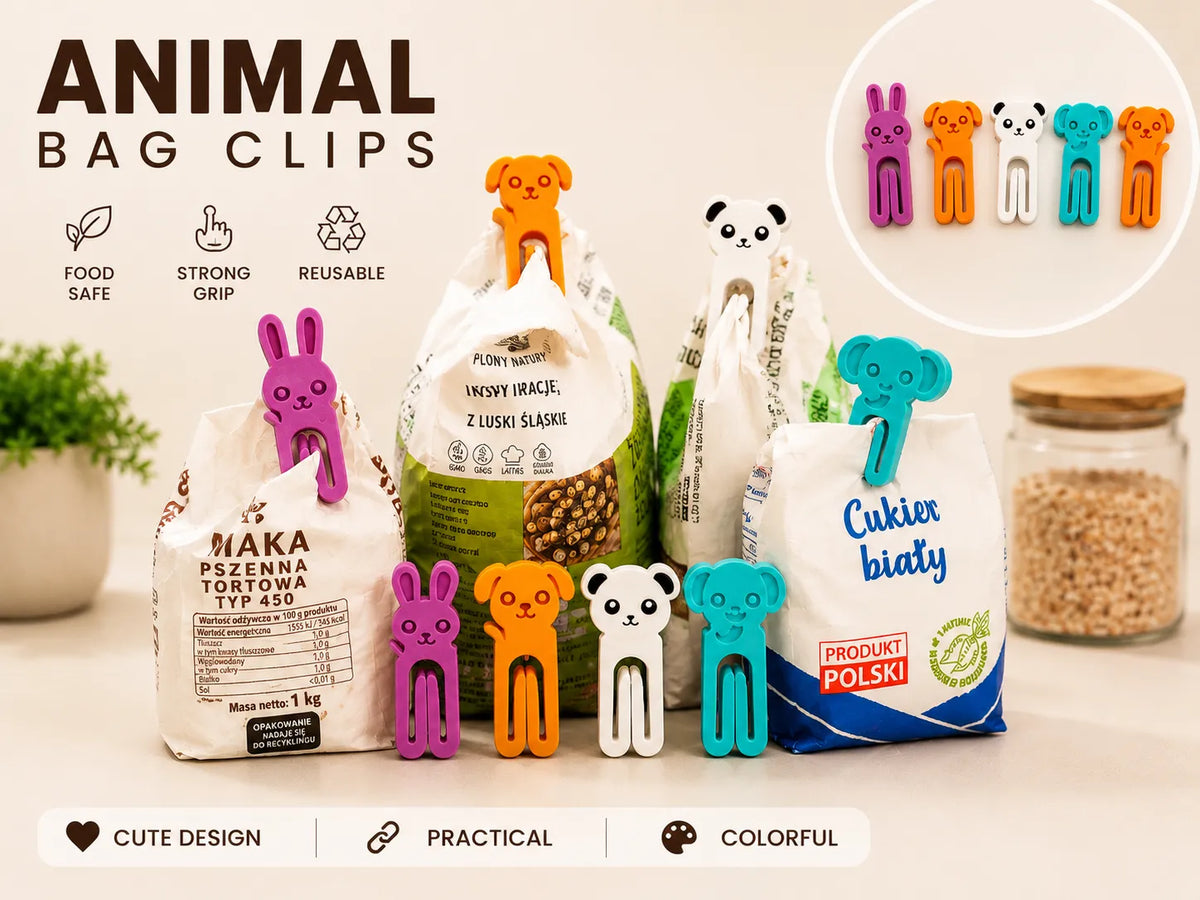 Clips de Sac Mignons Animaux – Scellage de Sac Alimentaire Réutilisable - Geek Print