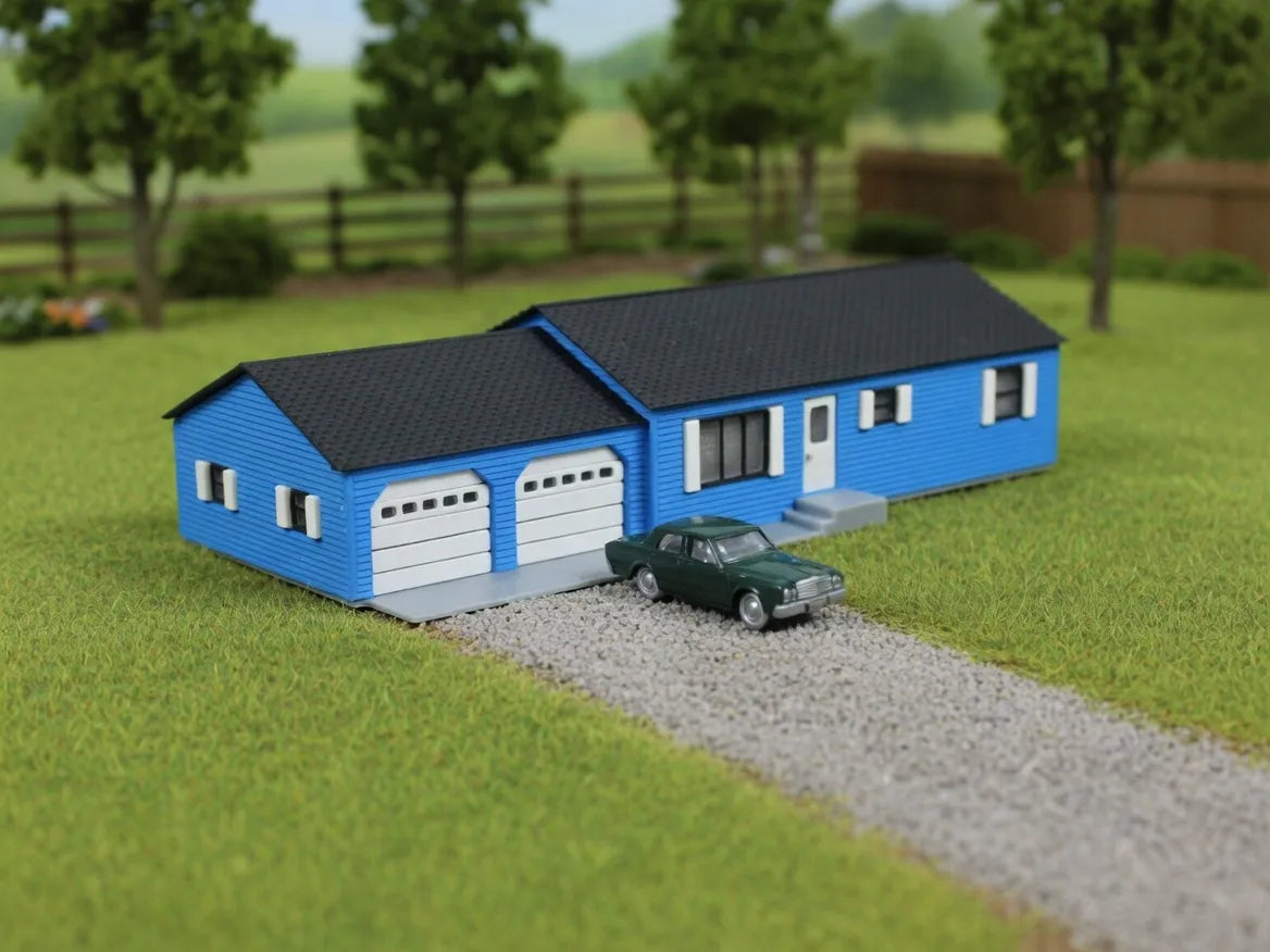 Maison de ranch à l'échelle N 1:160 avec garage attenant - Maquette Print