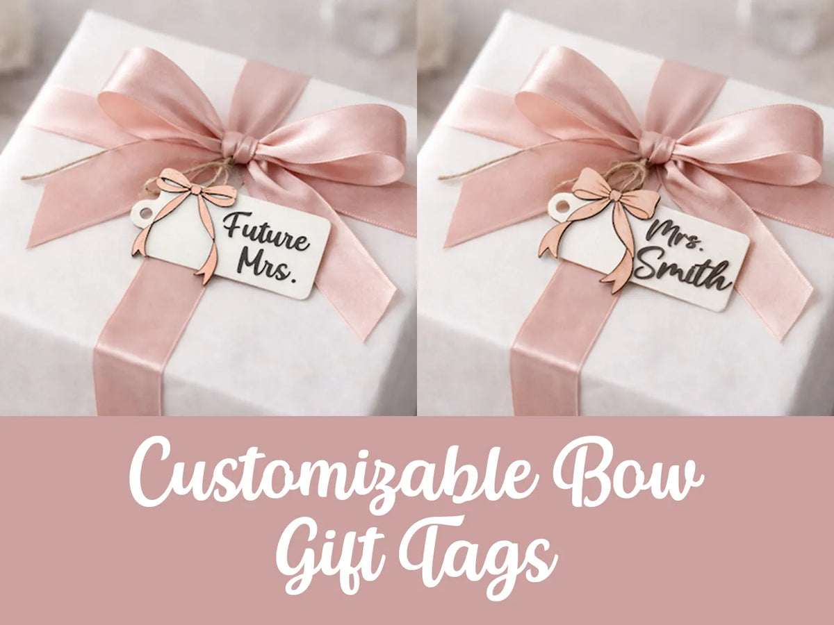 Étiquettes cadeaux nœud personnalisables - Fêtes Print