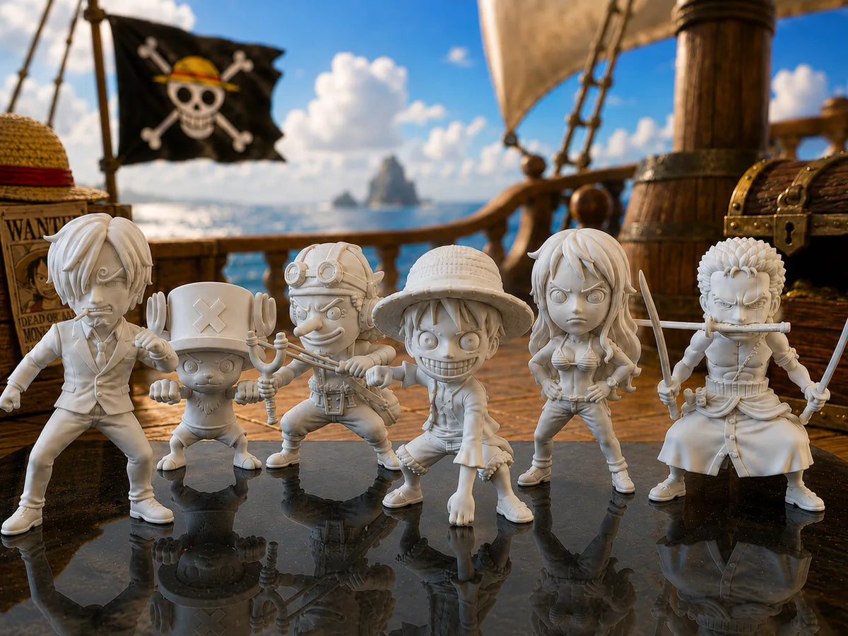 One Piece: ensemble complet de l'équipage en style Chibi - Figurine Print