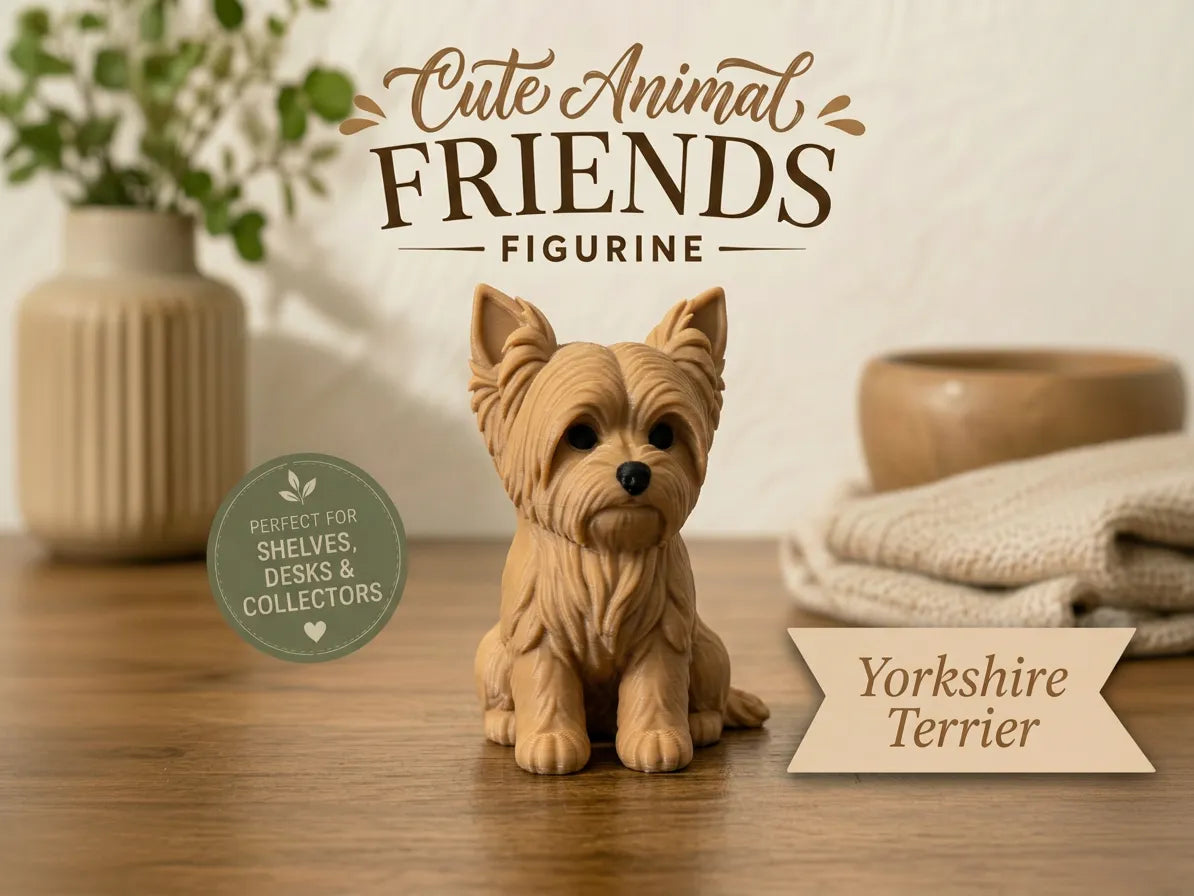 Figurine d'amis animaux mignons du Yorkshire - Figurine Print