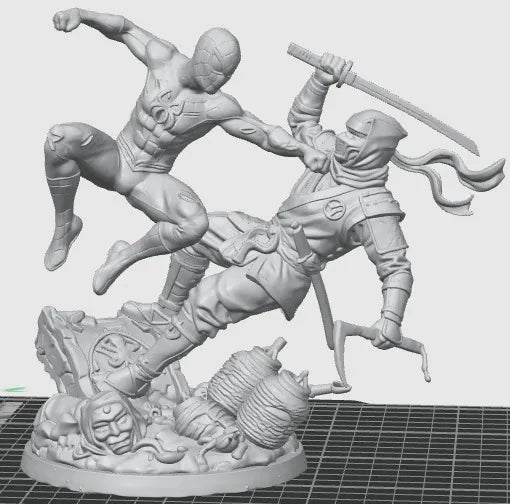 Spiderman contre ninja de la main - Geek Print (vue 2)