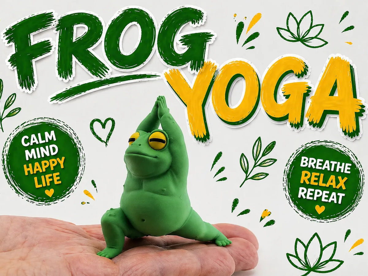 Figurine de yoga Grenouille Zen Mignonne décoration de bureau pour la méditation - Sport Print