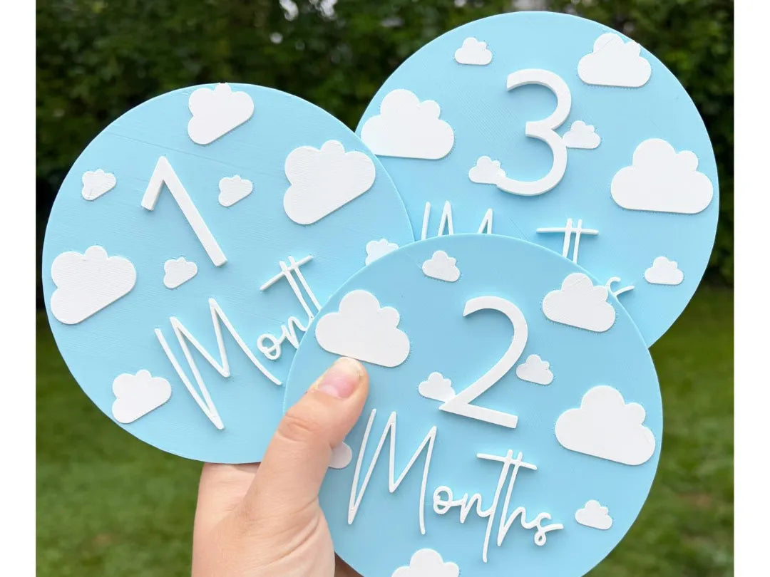 Disques de jalon bébé avec des nuages - Bébé Print