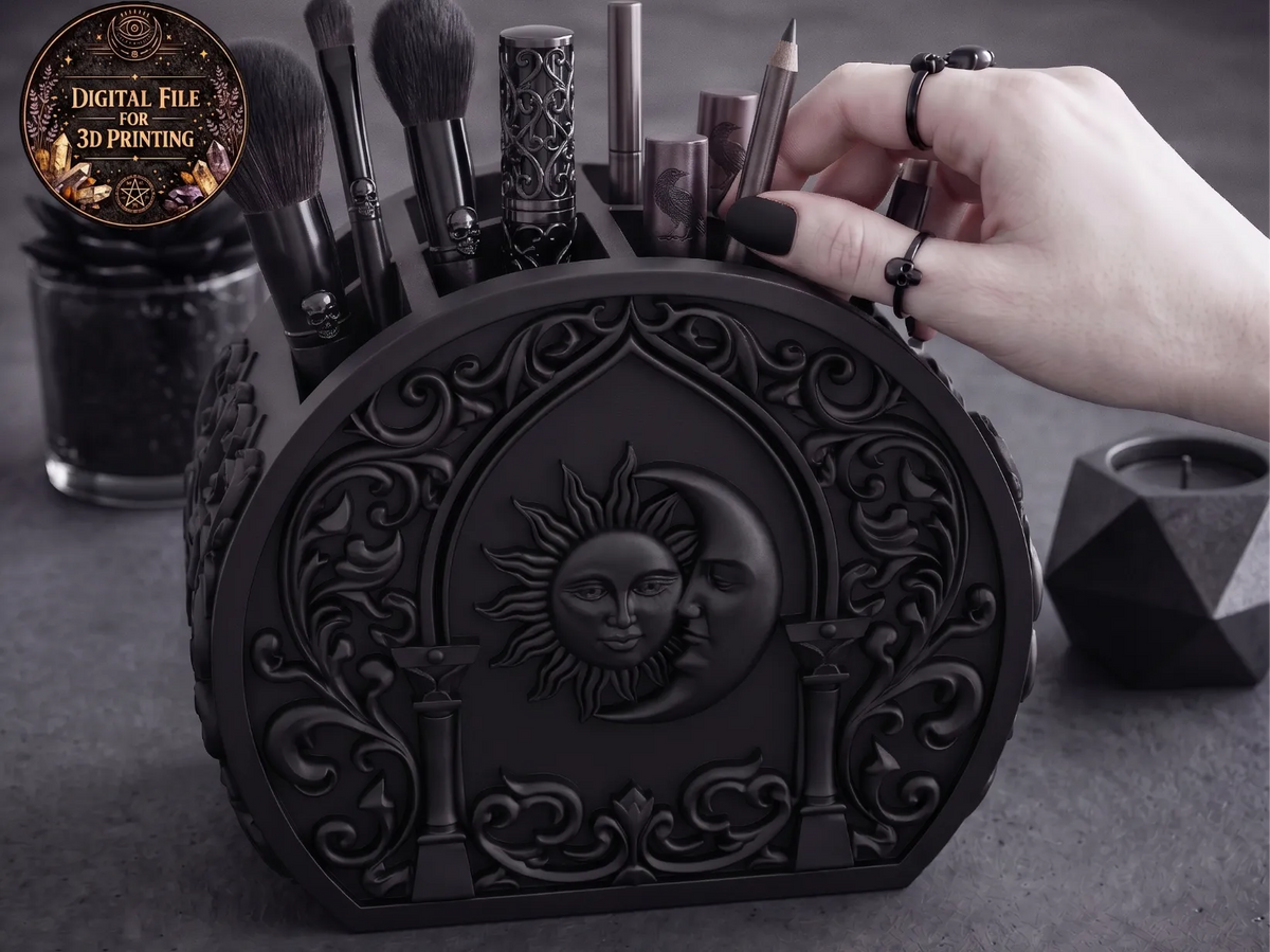 Organisateur de bureau de maquillage gothique Soleil Lune - Beauté Print
