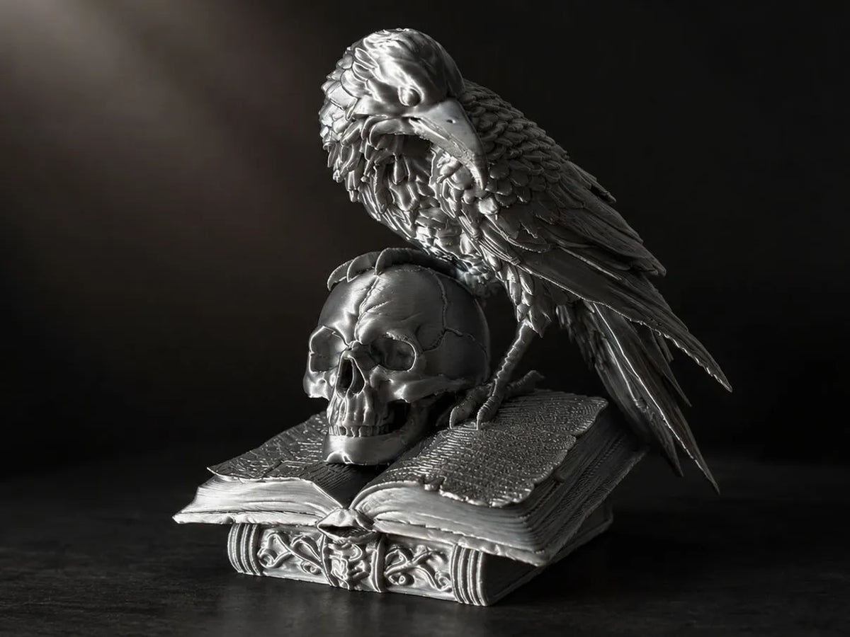 Corbeau de la Sagesse – Crâne Gothique & Livre Ancien - Maquette Print