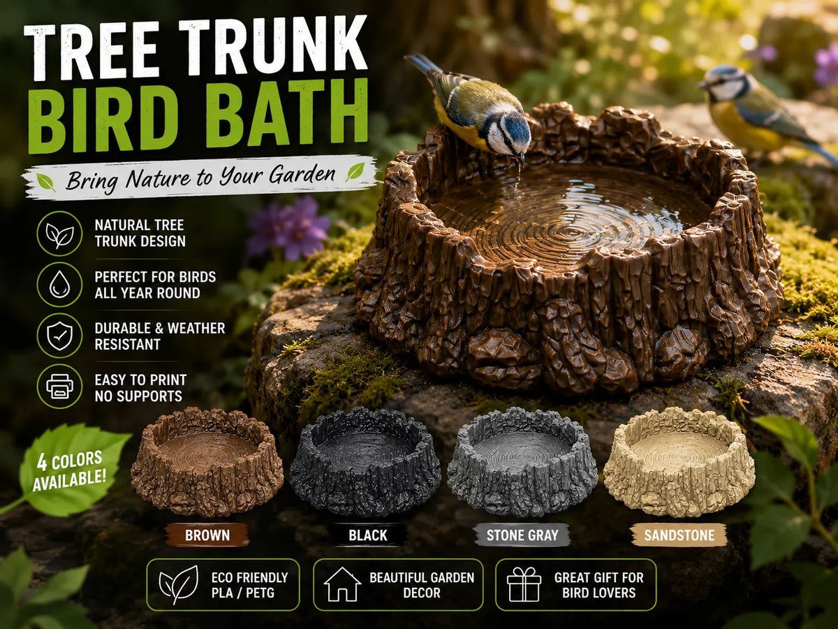 Bain d'oiseaux Tronçon d'arbre - Bol d'eau rustique pour jardin - Pet Print