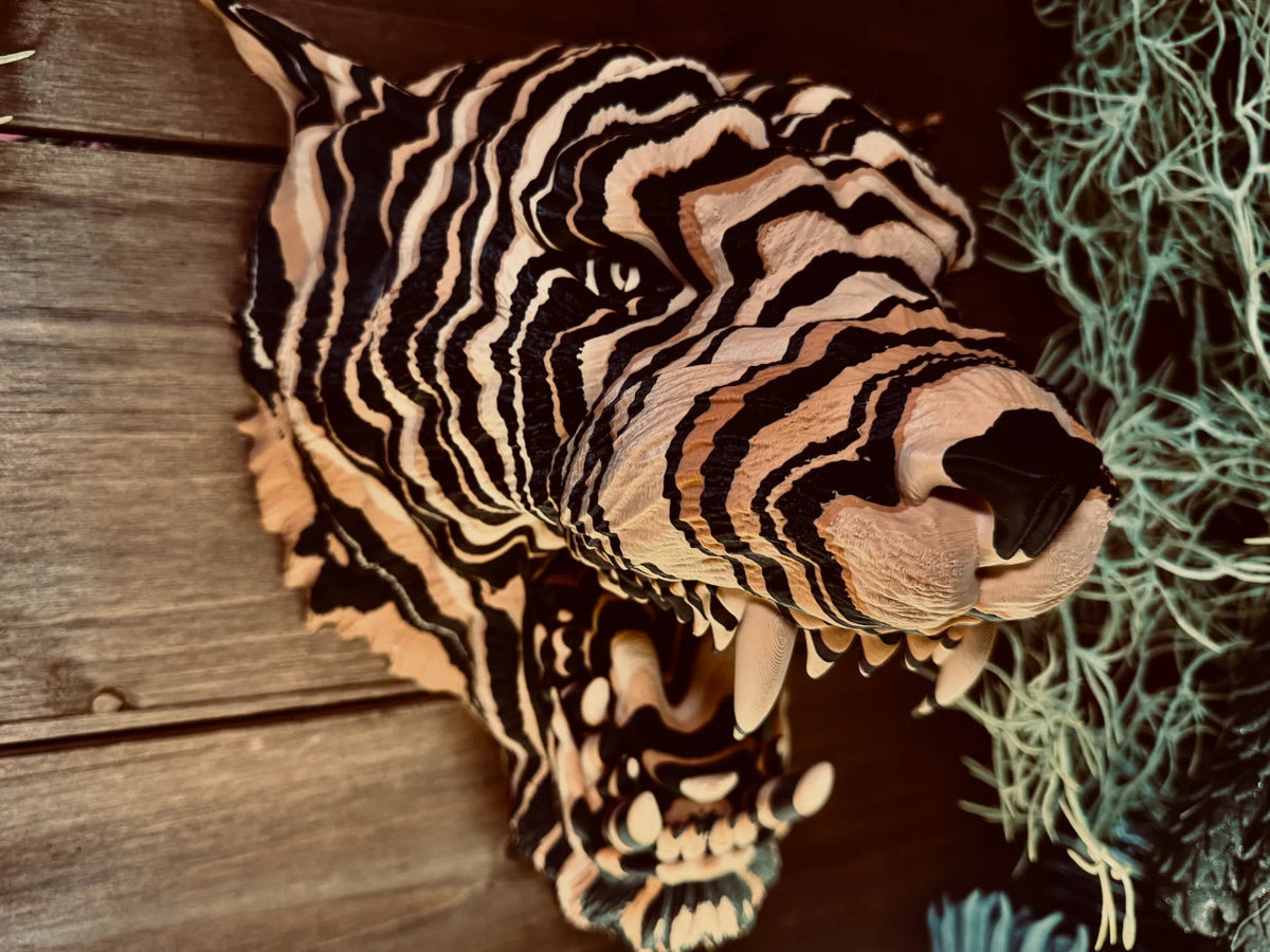 Trophée Mural Tigre de Skullwood - superposition de couleurs - Art Print