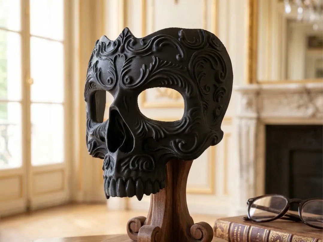 Masque Crâne Baroque - Memento Mori Orné - Cosplay Print