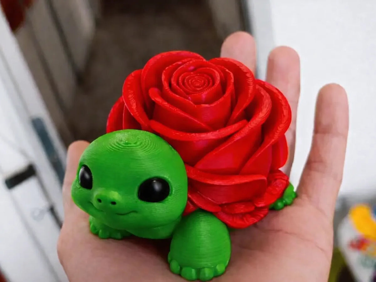 Tortue de la Saint-Valentin tenant une rose – Cadeau mignon - Fêtes Print