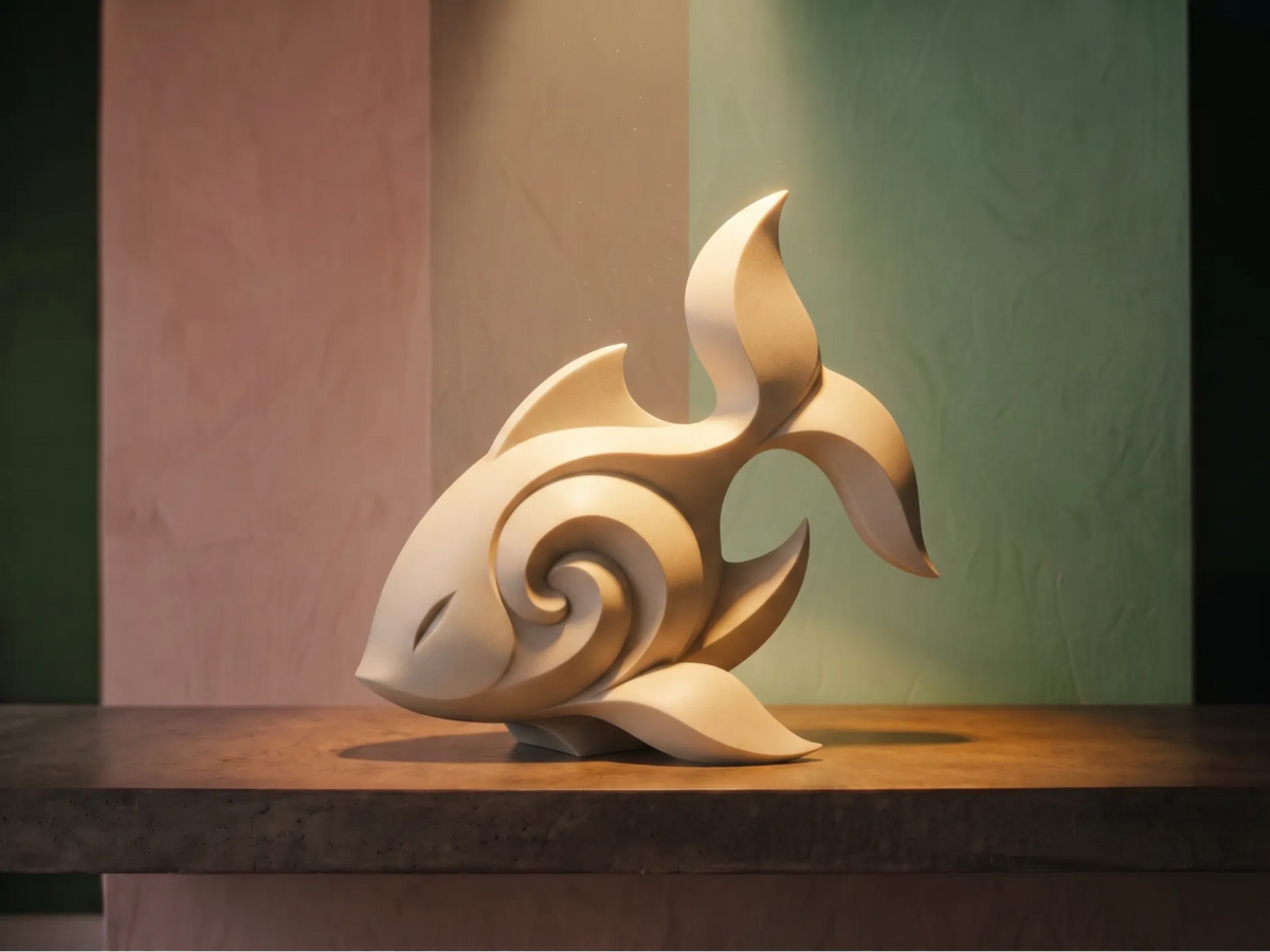 Carpe koi - sculpture - Art Print
