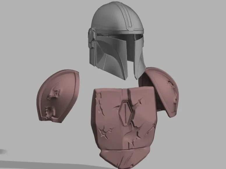Armure de Mandalorien Portable (Casque/Plastron/Épaulières) - Cosplay Print