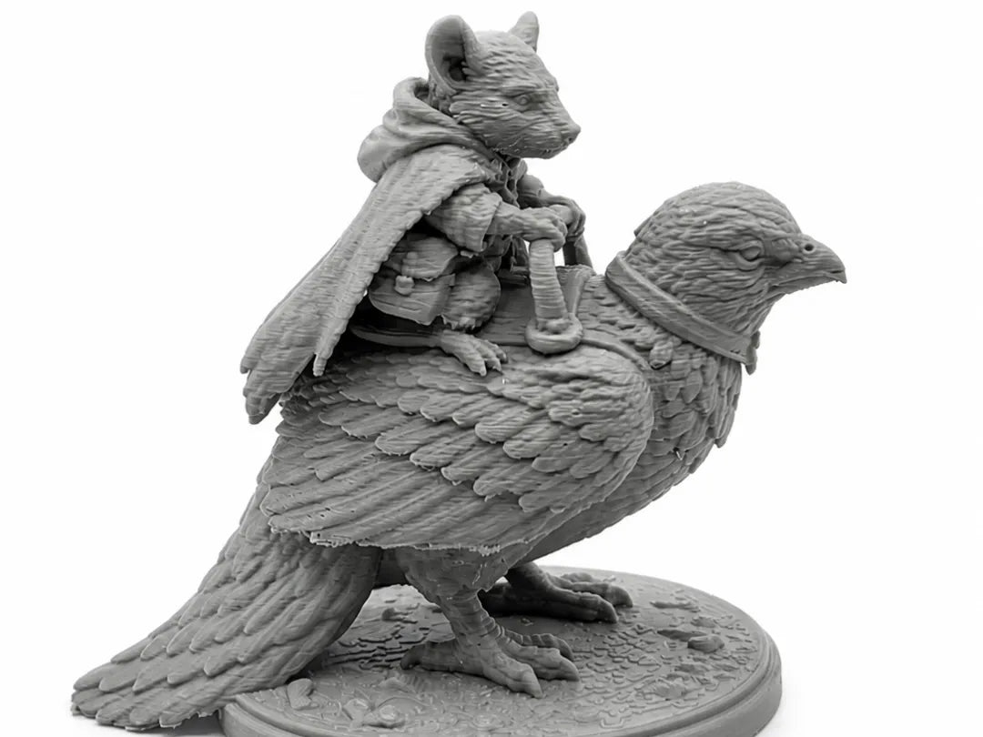 Cavalier Souris sur Faucon – Miniature & Statue de Jardin - Maquette Print