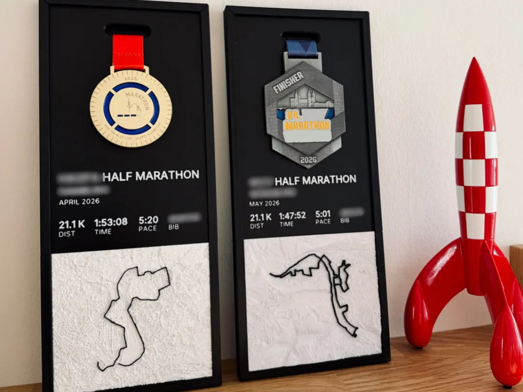 Cadre d'affichage pour médaille & carte de marathon - Sport Print