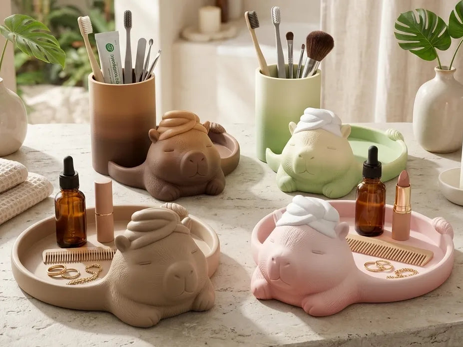Organisateur douillet de plateau de spa Capybara - Beauté Print