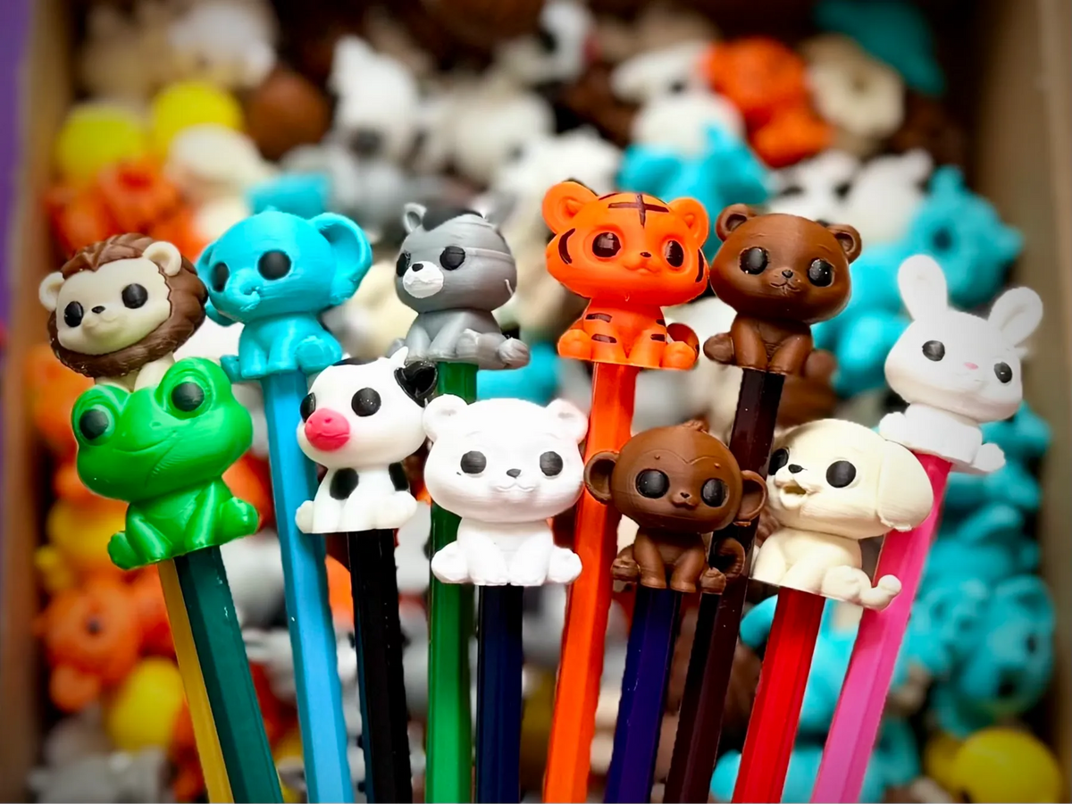 Pack complet de 13 embouts de crayon chibi animaux mignons - Geek Print