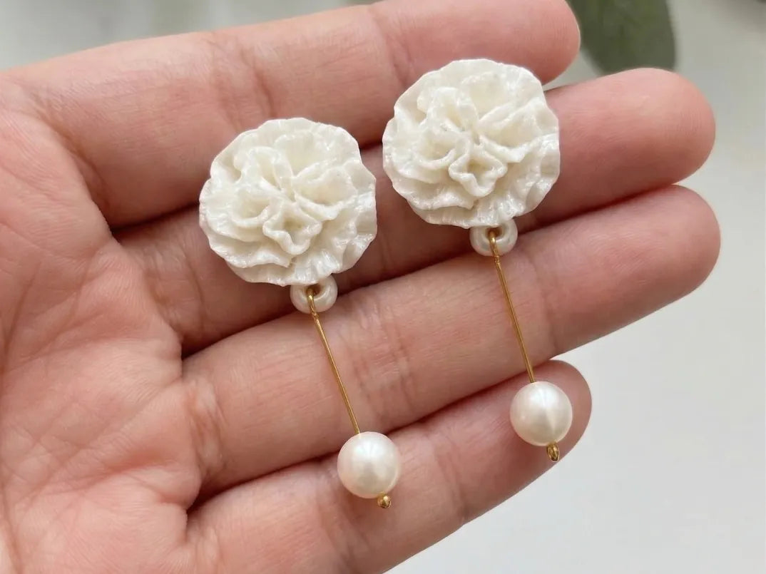 Boucles d'oreilles nœud perlé fleurie - Bijoux Print