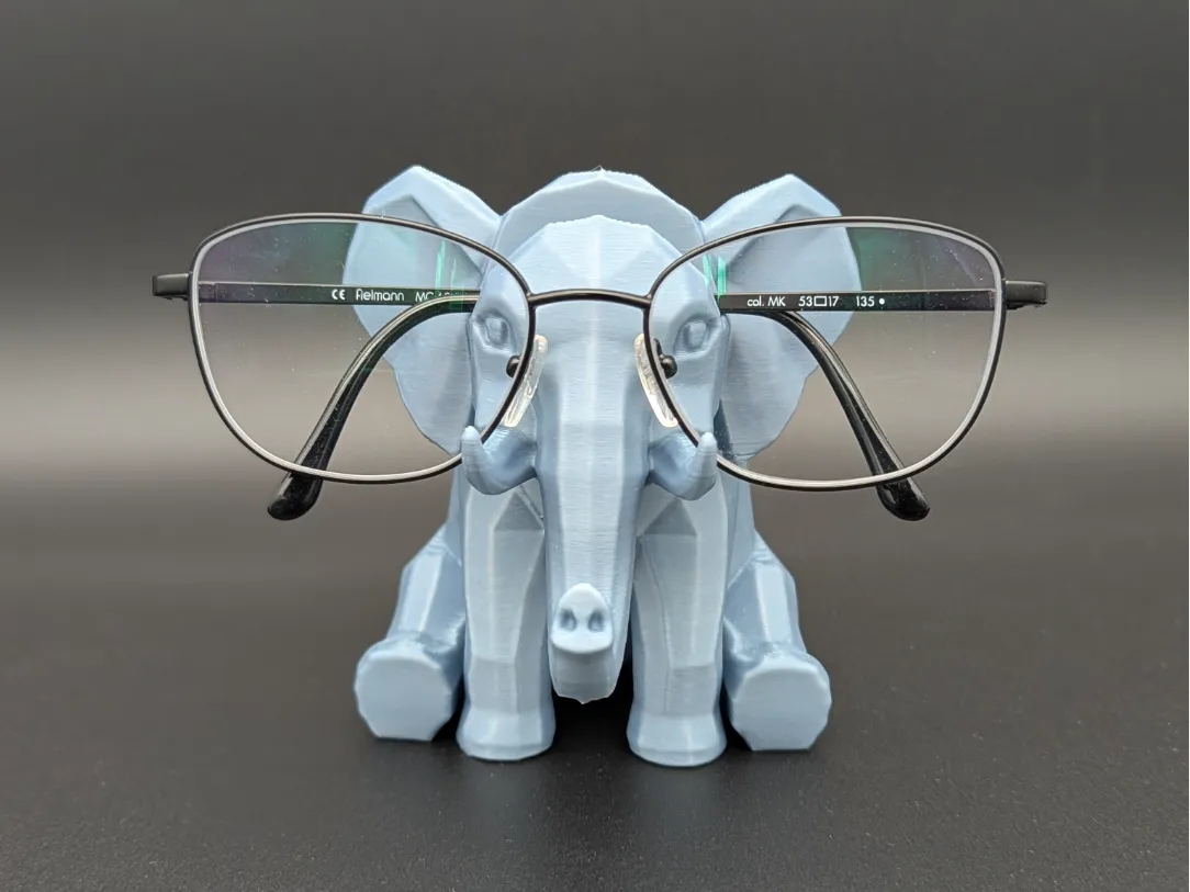 Support de lunettes éléphant low poly - Art Print