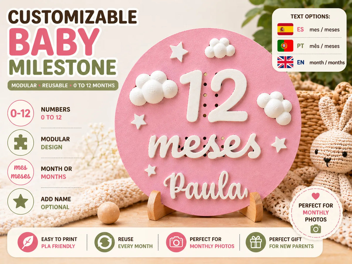 Panneau d'étape bébé modulaire – Changez les chiffres et le texte - Bébé Print