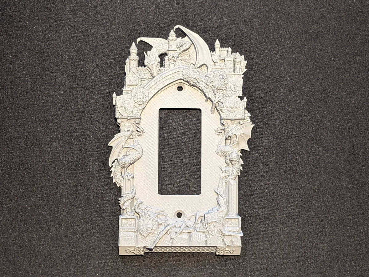 Plaque murale décorative de style Décora, dragon et château - Tech Print