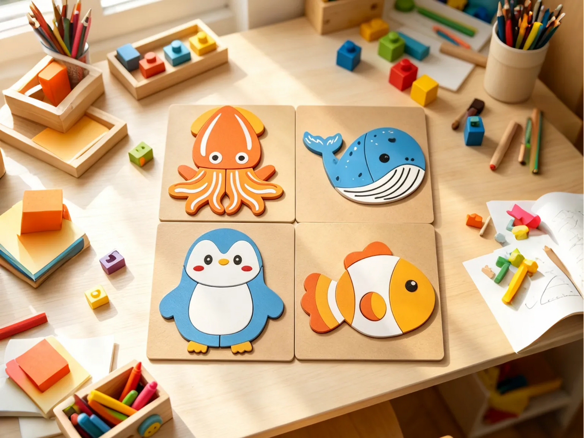 Puzzle 3D Animaux Montessori 4-en-1 (7ème mise en ligne) - Bébé Print