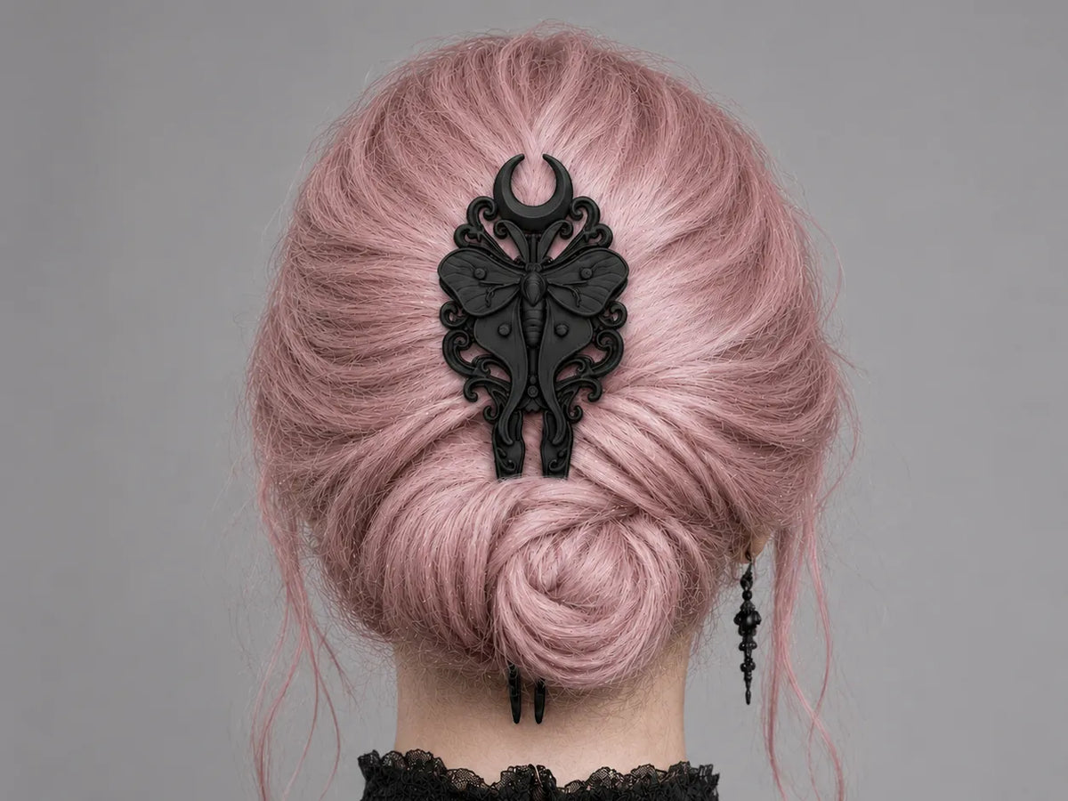 Fourche à cheveux Gothique Lune Papillon de Nuit - Cosplay Print