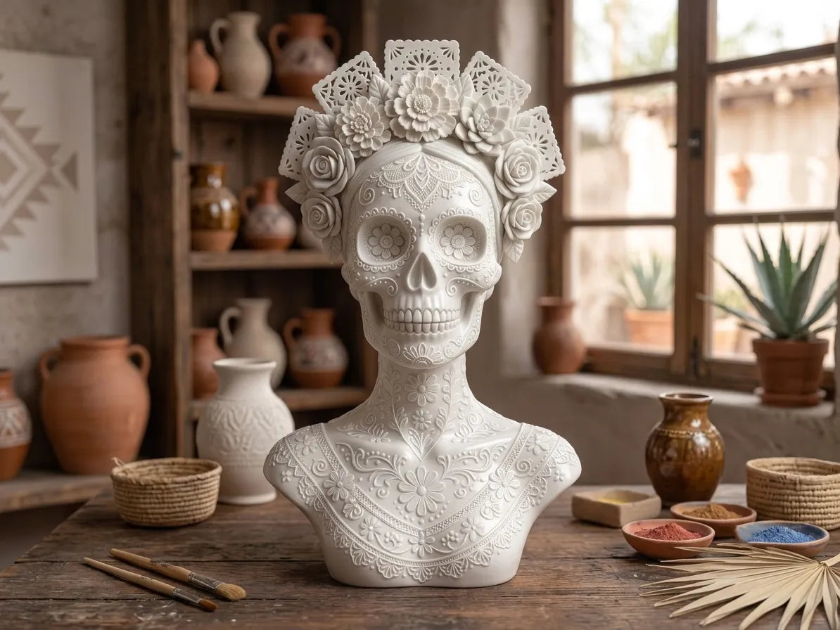 Día de los Muertos - Buste de crâne complexe - Figurine Print