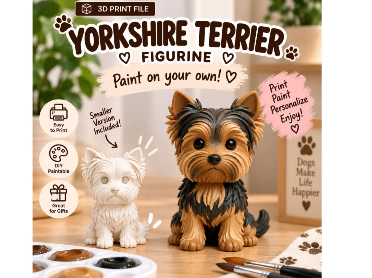 Figurine Yorkshire Terrier – Chien Yorkie à peindre - Figurine Print
