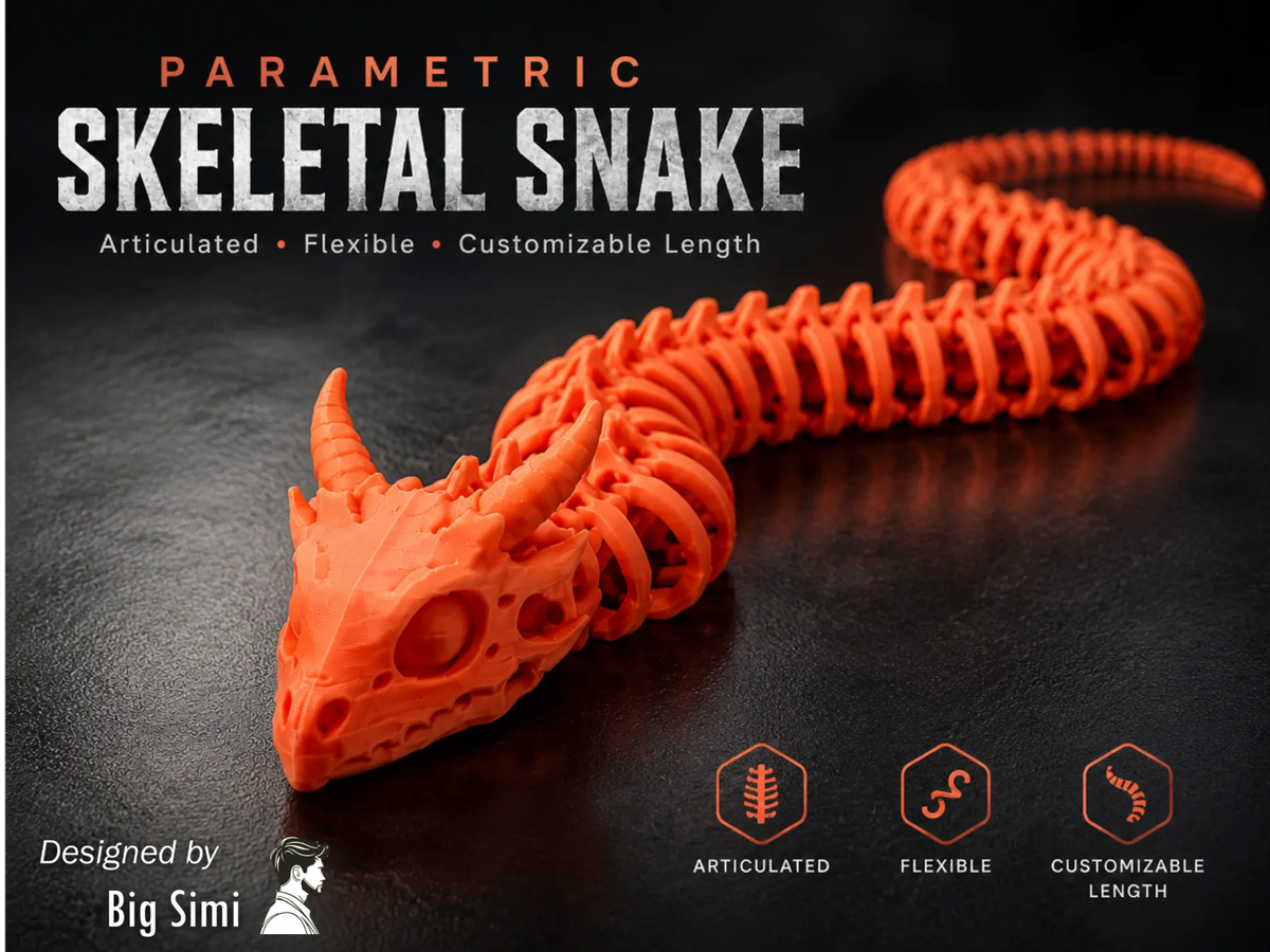 Serpent squelettique flexible paramétrique - Jeux Print