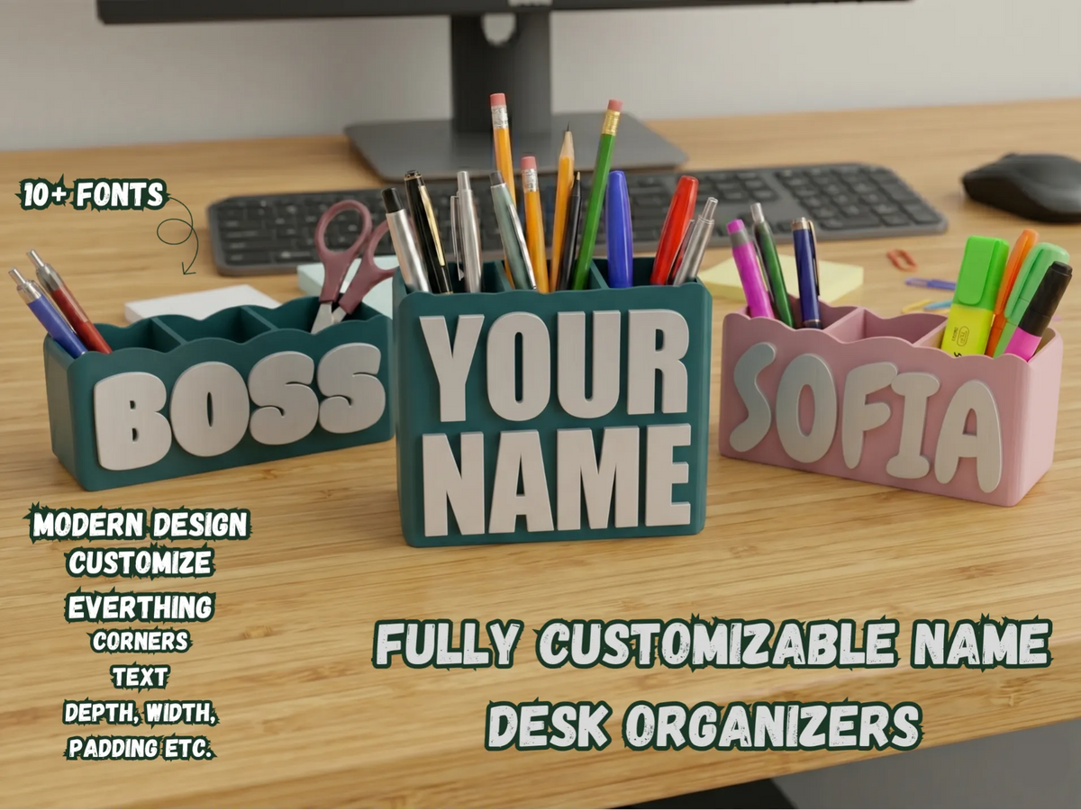 Créateur d'organisateur de bureau avec texte personnalisé & nom - Cadeau Print