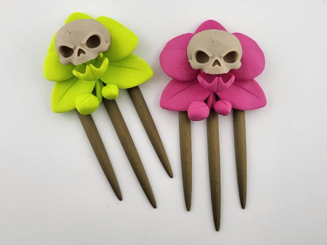 Bâtonnets de cheveux Crâne Fantôme sorcière gothique - Bijoux Print
