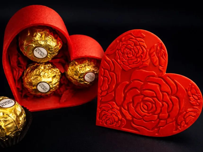 Boîte cœur Ferrero Rocher – Avec couvercle rose - Fêtes Print