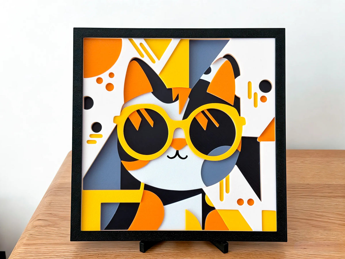Sculpture superposée - Art abstrait géométrique de chats superposé - Art Print